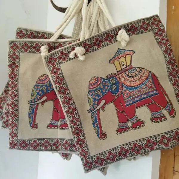 hand painted elephant tote