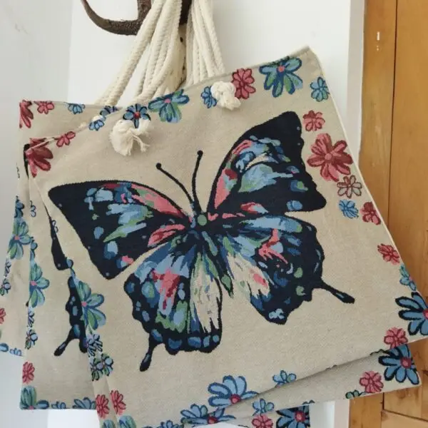 butterfly floral tote