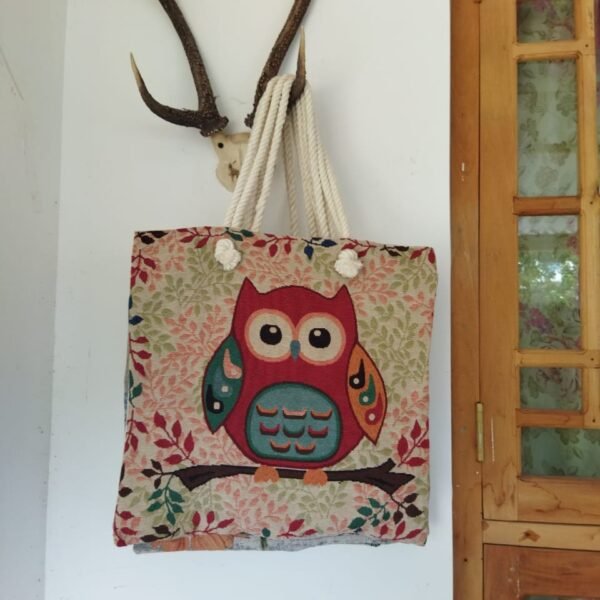 owl print tote bag