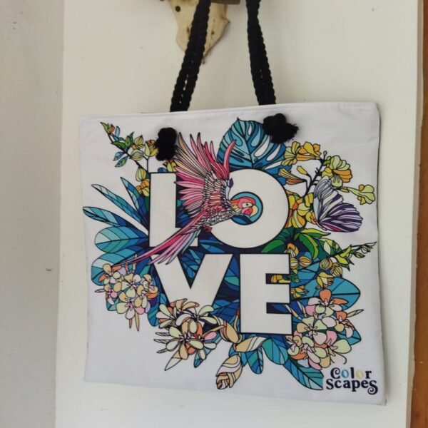 tropical parrot love tote
