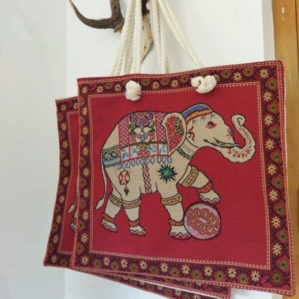 red elephant tote bag
