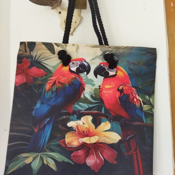 tropical parrot tote